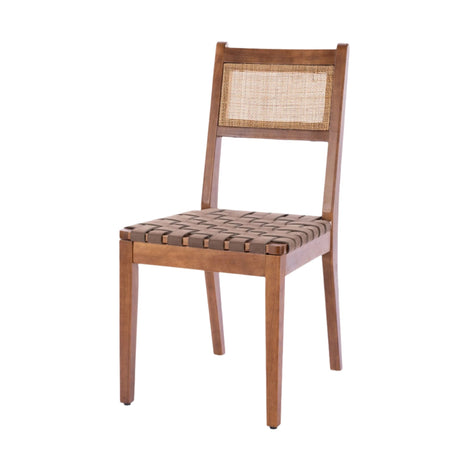 Dining Chair with Rattan Back and Wood Legs, Set of 2 - Dining Chairs