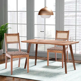 Dining Chair with Rattan Back and Wood Legs, Set of 2 - Dining Chairs