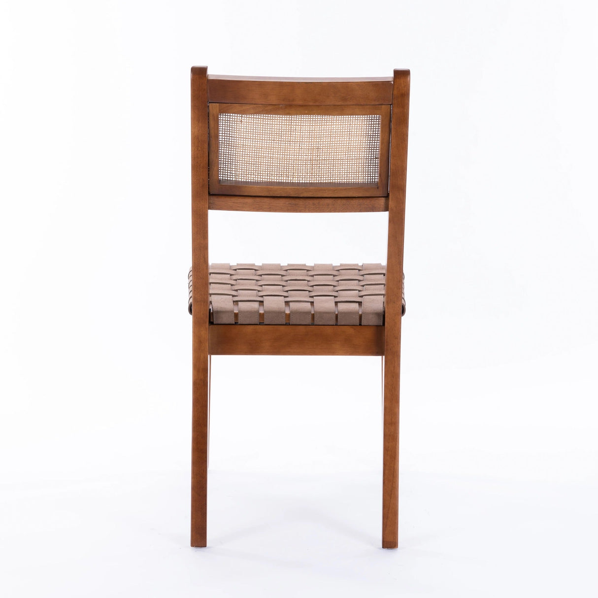 Dining Chair with Rattan Back and Wood Legs, Set of 2 - Dining Chairs