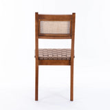 Dining Chair with Rattan Back and Wood Legs, Set of 2 - Dining Chairs