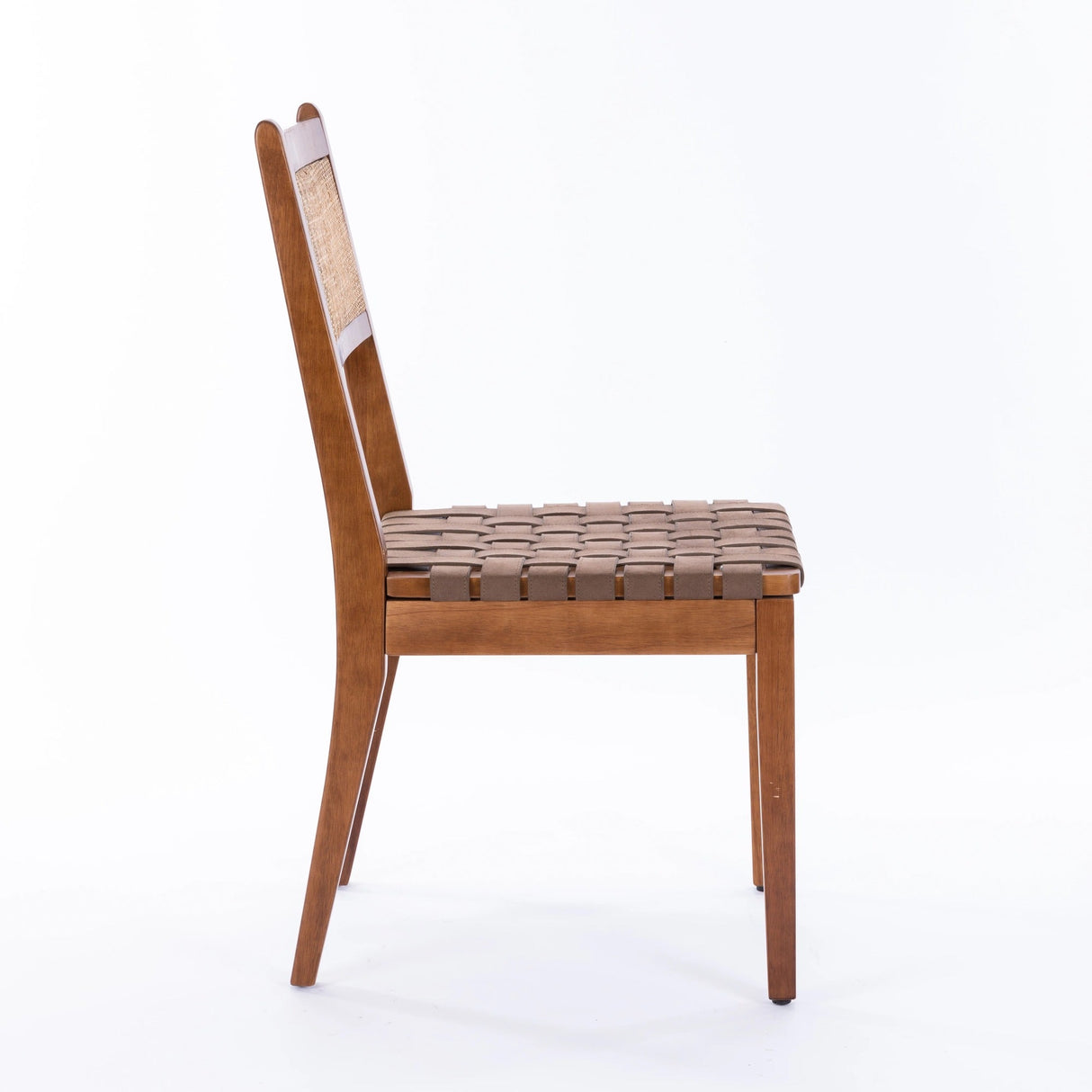 Dining Chair with Rattan Back and Wood Legs, Set of 2 - Dining Chairs