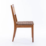 Dining Chair with Rattan Back and Wood Legs, Set of 2 - Dining Chairs