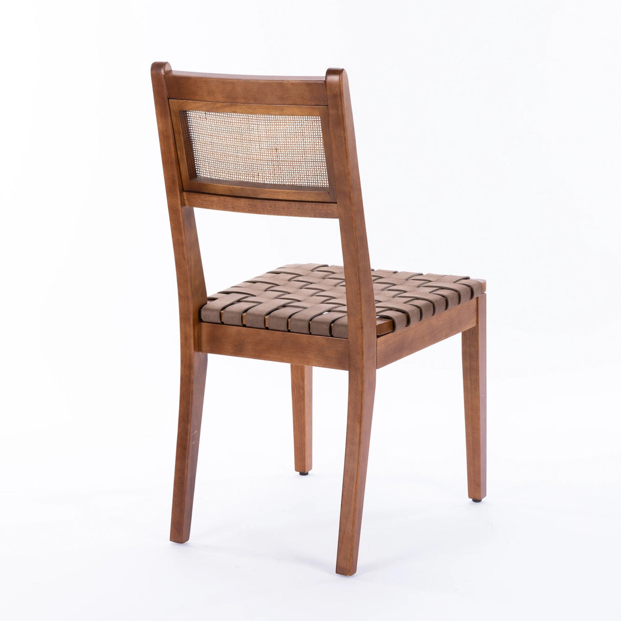 Dining Chair with Rattan Back and Wood Legs, Set of 2 - Dining Chairs