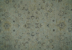 Distress Finished Beige, Silver and Charcoal 8x10 Traditional Wool Rug