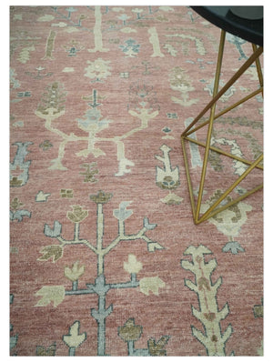Distress Finished Tree of Life Hand Knotted Rust and Blue 9x12 Wool Rug