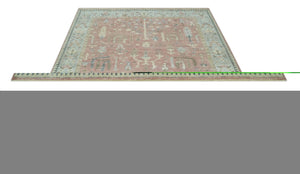 Distress Finished Tree of Life Hand Knotted Rust and Blue Custom Made Wool Rug
