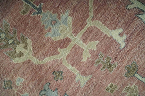 Distress Finished Tree of Life Hand Knotted Rust and Blue Custom Made Wool Rug