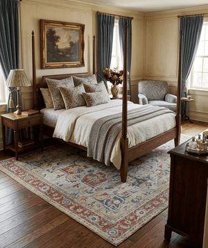 Distressed finished Beige and Brown Traditional Heriz Hand Knotted Wool Area Rug