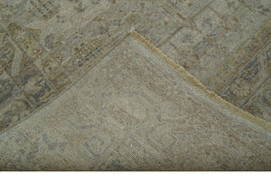 Distressed Silver And Beige Hand Knotted khotan design Custom Made wool area rug