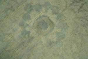 Distressed Traditional Design Blue And Beige Hand Knotted 8x10 Wool Area Rug