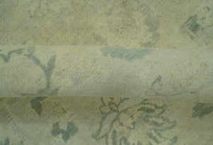 Distressed Traditional Design Blue And Beige Hand Knotted 8x10 Wool Area Rug