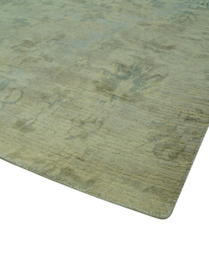 Distressed Traditional Design Blue And Beige Hand Knotted 8x10 Wool Area Rug