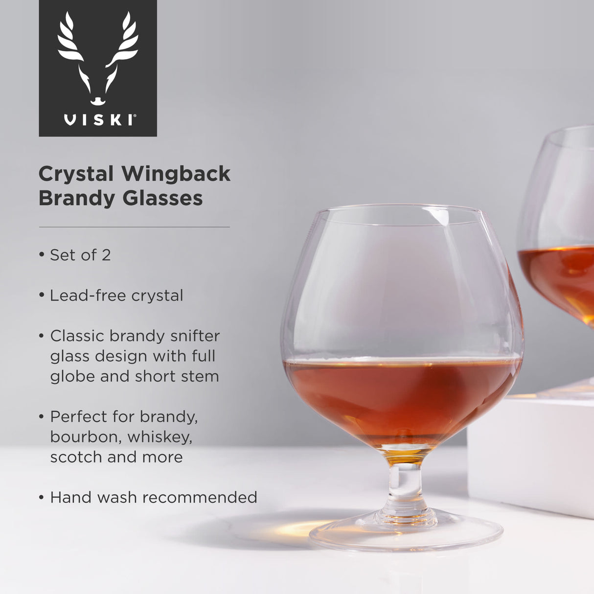 Raye crystal wingback brandy glasses viski®