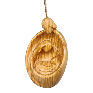 Modern Style Nativity Scene Ornament - Olive Wood - 3.5 Inch