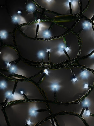Jingle Bright 100 LED Light Set - Cool White Twinkle - Green Wire