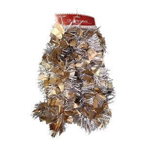 12 foot 4 Ply Luxury Matte Tinsel Garland - Silver/Gold