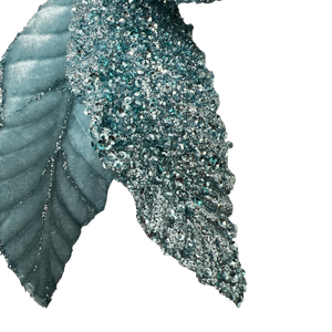 Velvet Poinsettia Stem - Turquoise Glitz