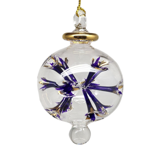Blown Glass Pierced Starburst Ornament - Purple