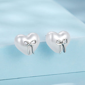 925 Sterling Silver Earrings with Quality Shell Pearl, Size 1*1.2cm for Women