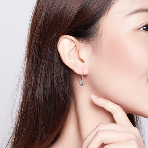 925 Sterling Silver Earrings with CZ and Platinum Plating, 2.3*0.8 cm