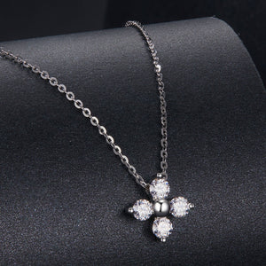 925 Sterling Silver & White Gold Plated Moissanite Necklace 40+5cm for Women