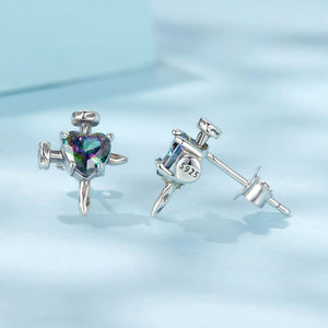 925 Sterling Silver Earrings with Transparent Glass for Women