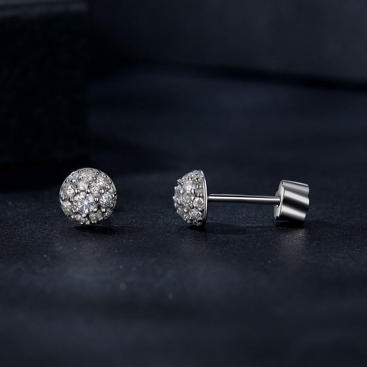 925 Sterling Silver White Gold Plated Moissanite Earrings Size 10mm for Women
