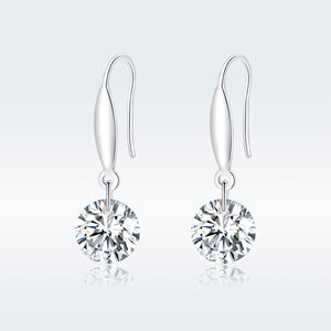 S925 Sterling Silver Earrings 2.6x0.8cm Plated Platinum with Pavé Setting CZ for Women