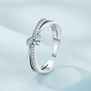 S925 Sterling Silver Oxidized Pavé Setting CZ Ring Size 6 for Women