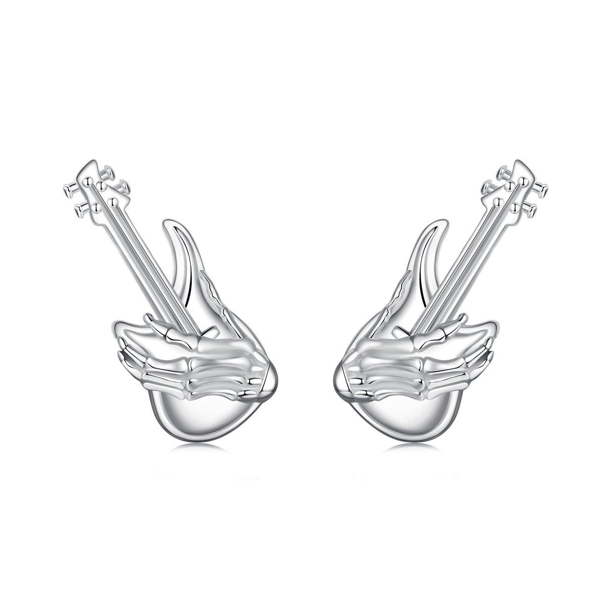 925 Sterling Silver Earrings for Women with White Gold Plating, Size 1.5x0.6cm