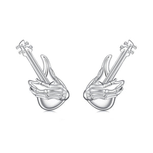 925 Sterling Silver Earrings for Women with White Gold Plating, Size 1.5x0.6cm