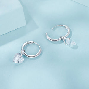 925 Sterling Silver Earrings with Pavé Setting CZ and White Gold Plating for Women