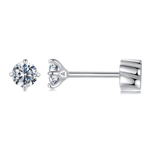 925 Sterling Silver Moissanite Stud Earrings for Women - 0.5ct, 0.6cm Size, White Gold Plated