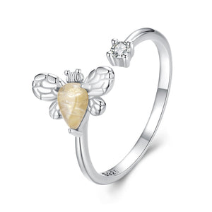 925 Sterling Silver White Gold Plated Jade Ring with CZ for Women