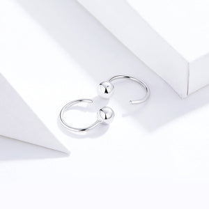 925 Sterling Silver Earrings with Plated Platinum, 1cm Diameter for Women