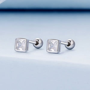 925 Sterling Silver 5mm Pavé Setting CZ Earrings for Women