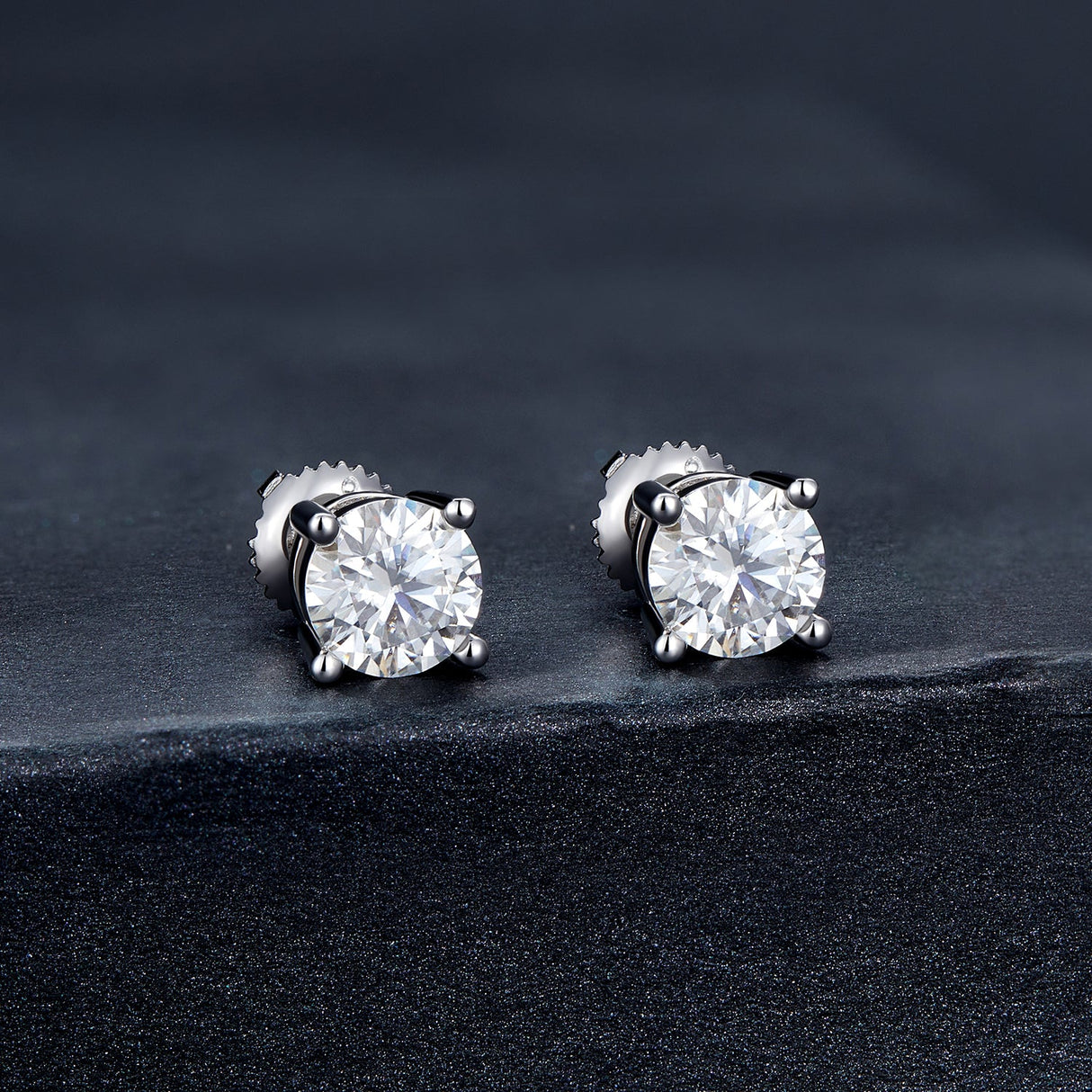 925 Sterling Silver Earrings with Moissanite in Style S, 0.5cm for Women