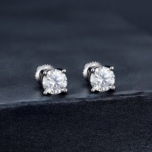 925 Sterling Silver Earrings with Moissanite in Style S, 0.5cm for Women