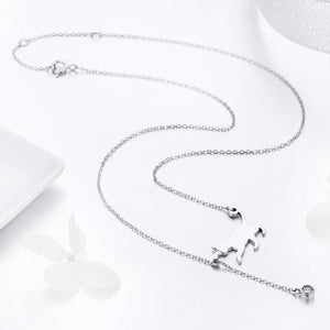 925 Sterling Silver Necklace 38-45cm with 1.4*2.5cm Pendant for Women