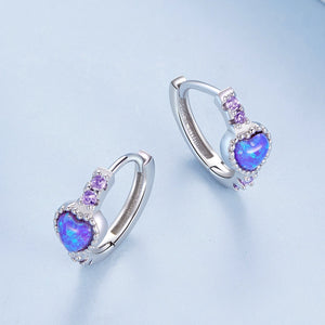 925 Sterling Silver Translucent Opal Earrings with CZ for Women