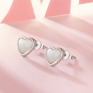 925 Sterling Silver White Shell Plated White Gold Earrings Size 7*8mm