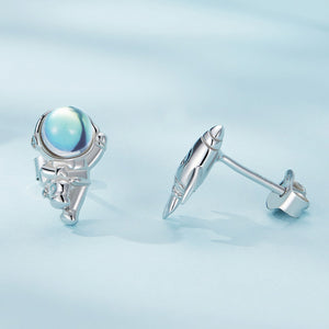 925 Sterling Silver Plated Moonstone Earrings with CZ for Women