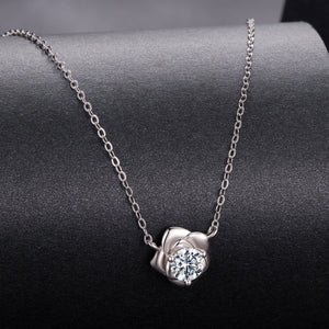 925 Sterling Silver Moissanite 0.5 Carat White Gold Plated Necklace for Women