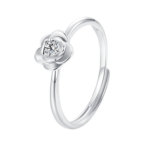 925 Sterling Silver White Gold Plated Moissanite Ring Size E for Women