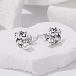 925 Sterling Silver Brass White Gold Plated Earrings with CZ for Women