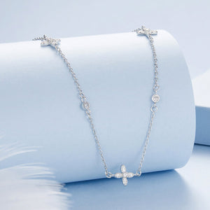 925 Sterling Silver White Gold Plated CZ Pendant Necklace for Women