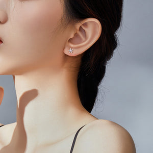 925 Sterling Silver Earrings with CZ in Pavé Setting
