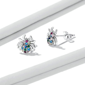 925 Sterling Silver Earrings with Pavé Setting CZ, Oxidized Silver, 0.7*0.8 cm for Women