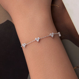 925 Sterling Silver Bracelet with White Gold Plating and CZ Paving for Women