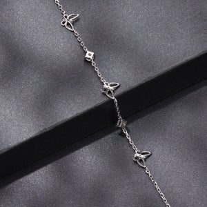 925 Sterling Silver White Gold Plated Bracelet with Moissanite, 15+6cm, for Women